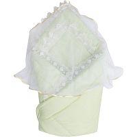 Конверт-одеяло утеплённый на выписку с вуалью20024 зеленый
