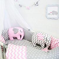 Bytwinz Комплект для круглой кроватки 7 предмета с игрушками "Слоники" розовые