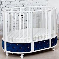 Кровать детская овальная с маятником "EVA" декор VIP синий