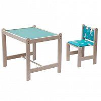Набор детской мебели "Малыш-2" (стол+стул) Утки зеленые+зеленая столешница